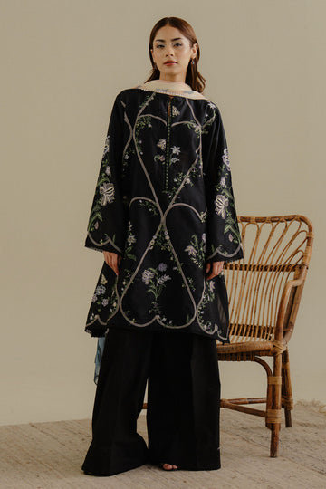 “Dhanak 3PC Embroidered Suit with Embroidered Shawl”