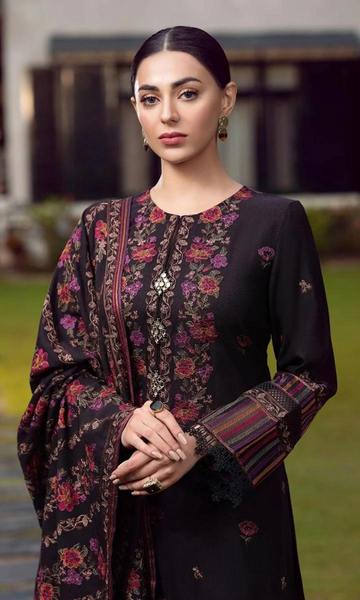 “Dhanak 3PC Embroidered Suit with Embroidered Shawl”