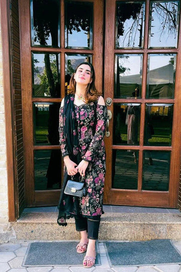 LAWN 3PC EMBROIDERED SHIRT SLEEVES CHIFFON EMBORIDED DUPATA 112-AL