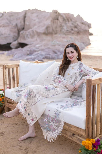 LAWN 3PC OFF WHITE LUXURY LAWN CHIKANKARI EMBROIDERY DRESS D-1082