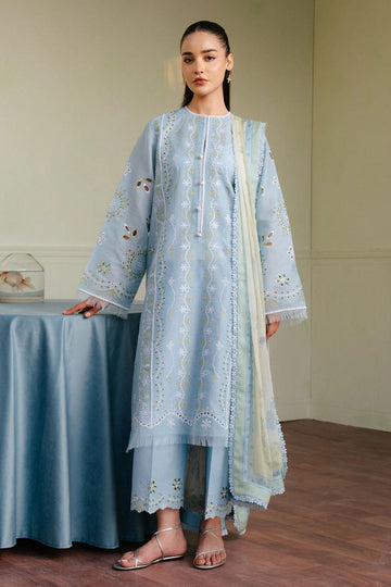 LAWN 3PC CHIKENKARI EMBROIDERED SHIRT PLAIN TROUSER (D-PATCH ) monar printed DUPATA D-1001