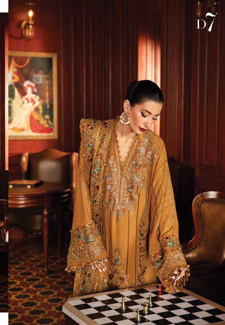 “Dhanak 3PC Embroidered Suit with Wool Shawl”