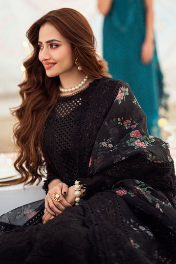 LAWN 3PC SEQUENCE EMBROIDERED SHIRT PLAIN TROUSER (D-PATCH ) printed DUPATA D-1019