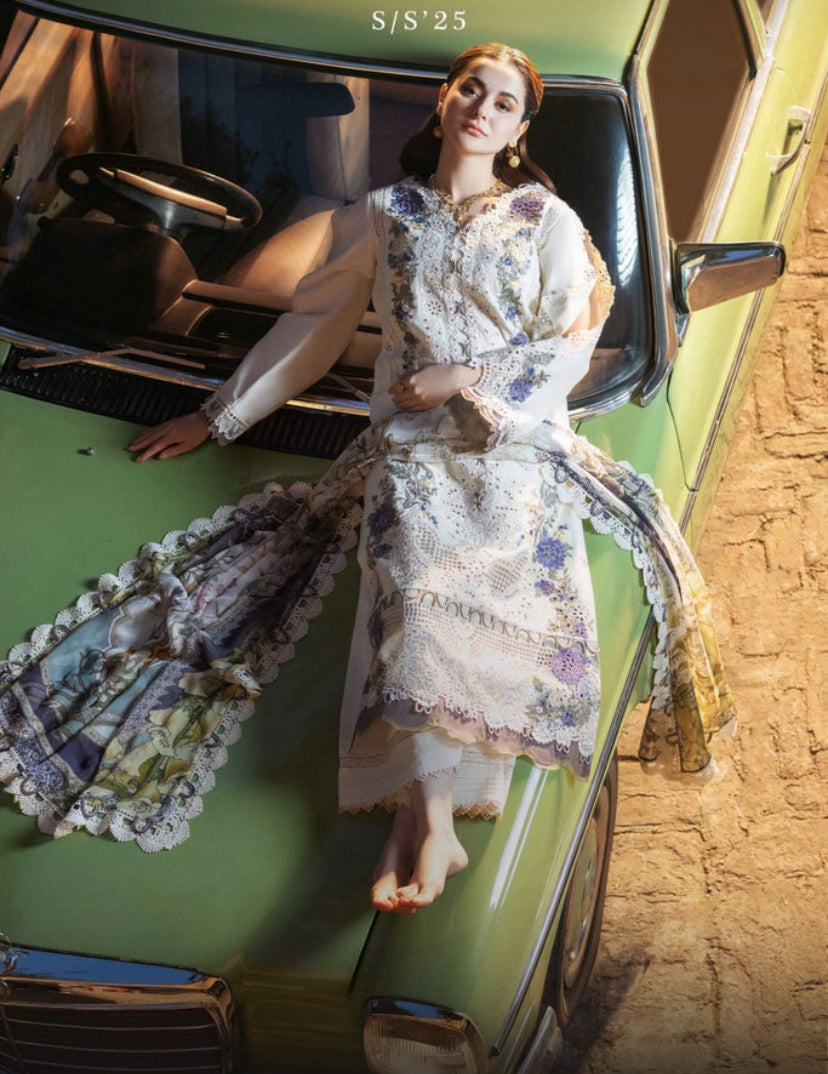 “Dhanak 3PC Embroidered Suit with Embroidered Shawl”