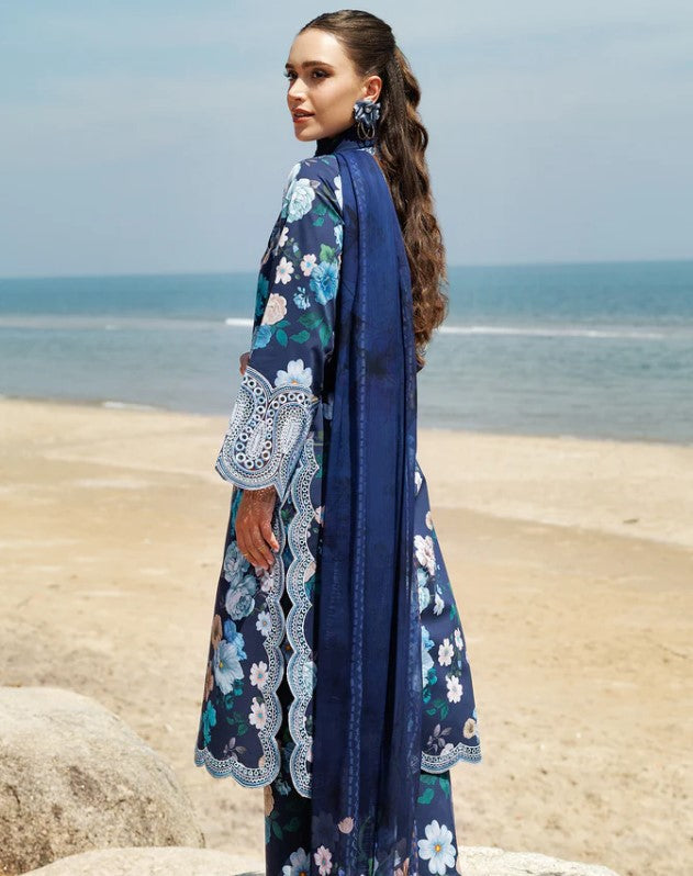 LAWN 3PC Allover Lawn Digital Print Suit (Embroidered Sleeves patch) EMBROIDERED D-LACE) Same Print Dupatta & Trouser D-1530