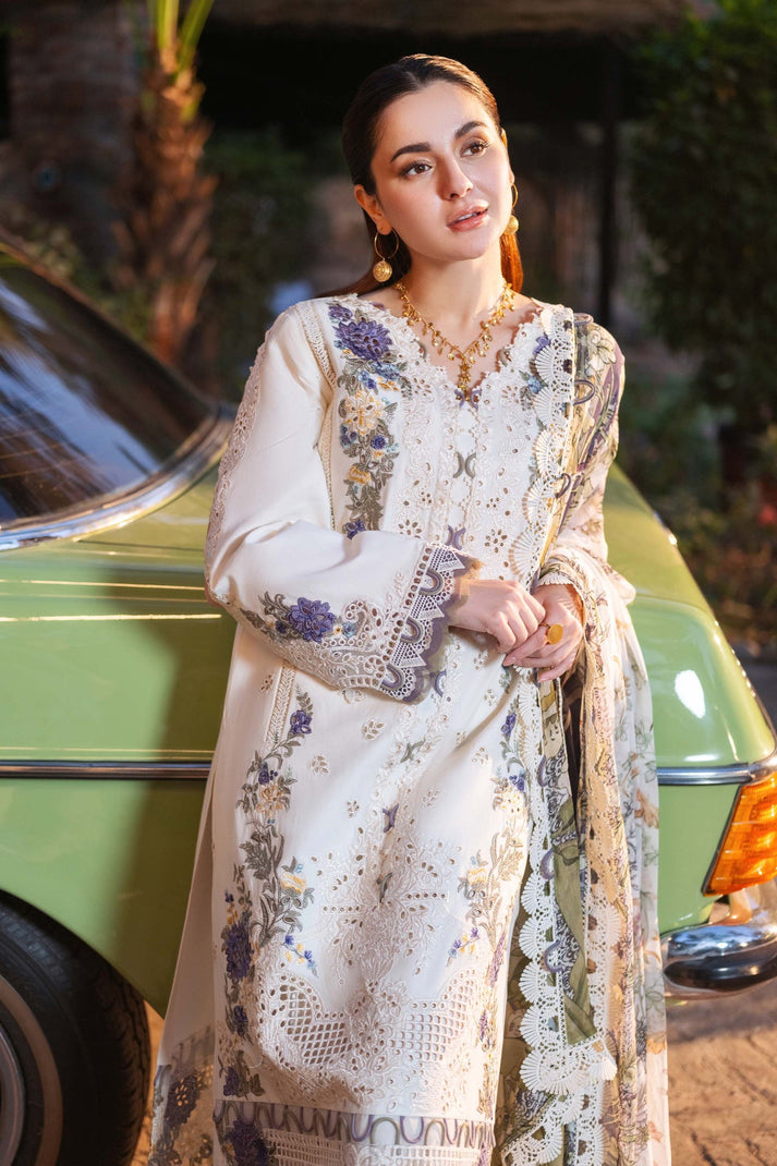 LAWN 3PC CHIKENKARI EMBROIDERED SHIRT PLAIN TROUSER (D-PATCH ) monar printed DUPATA D-1000
