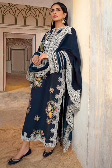 “Dhanak 3PC Embroidered Suit with Embroidered Shawl”