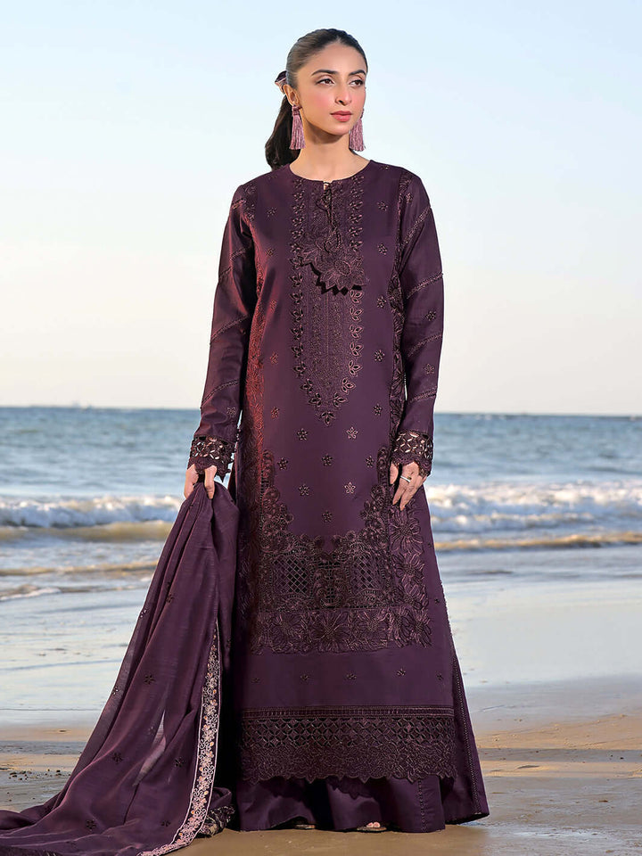 “Danak 3PC Embroidered Suit with Embroidered Shawl – D1079”