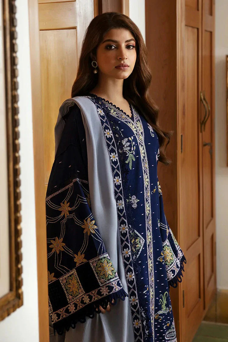 “Dhanak 3PC Embroidered Suit with Embroidered Shawl”