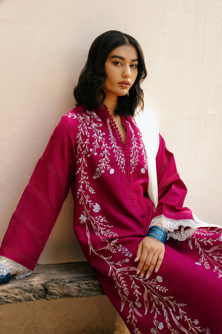 “Danak 3PC Embroidered Suit with Embroidered Shawl – D1022”