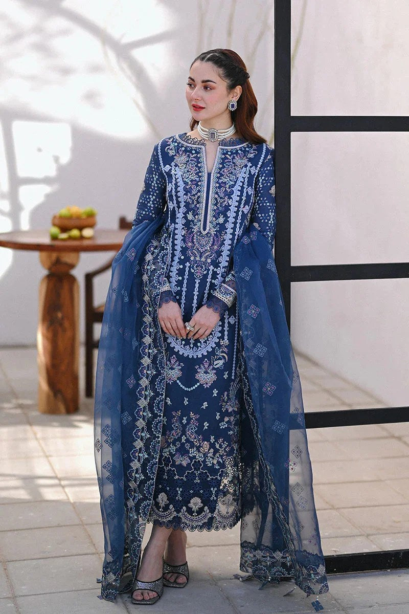 LAWN 3PC EMBROIDERED SHIRT PLAIN TROUSER (D-PATCH )organza embroidered printed DUPATA D-501