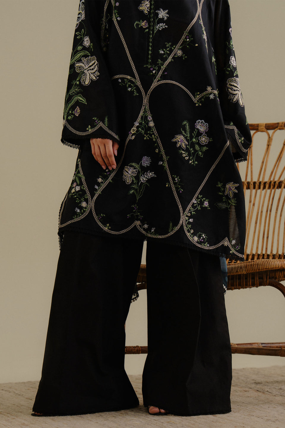 “Dhanak 3PC Embroidered Suit with Embroidered Shawl”