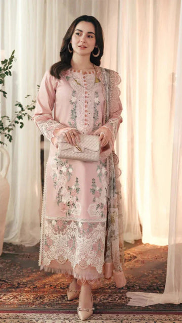 LAWN 3PC BORING EMBROIDERED SHIRT EMBORIDED SLEEVES EMBORIDED PATCH PRINTED DUPATA 98-AL