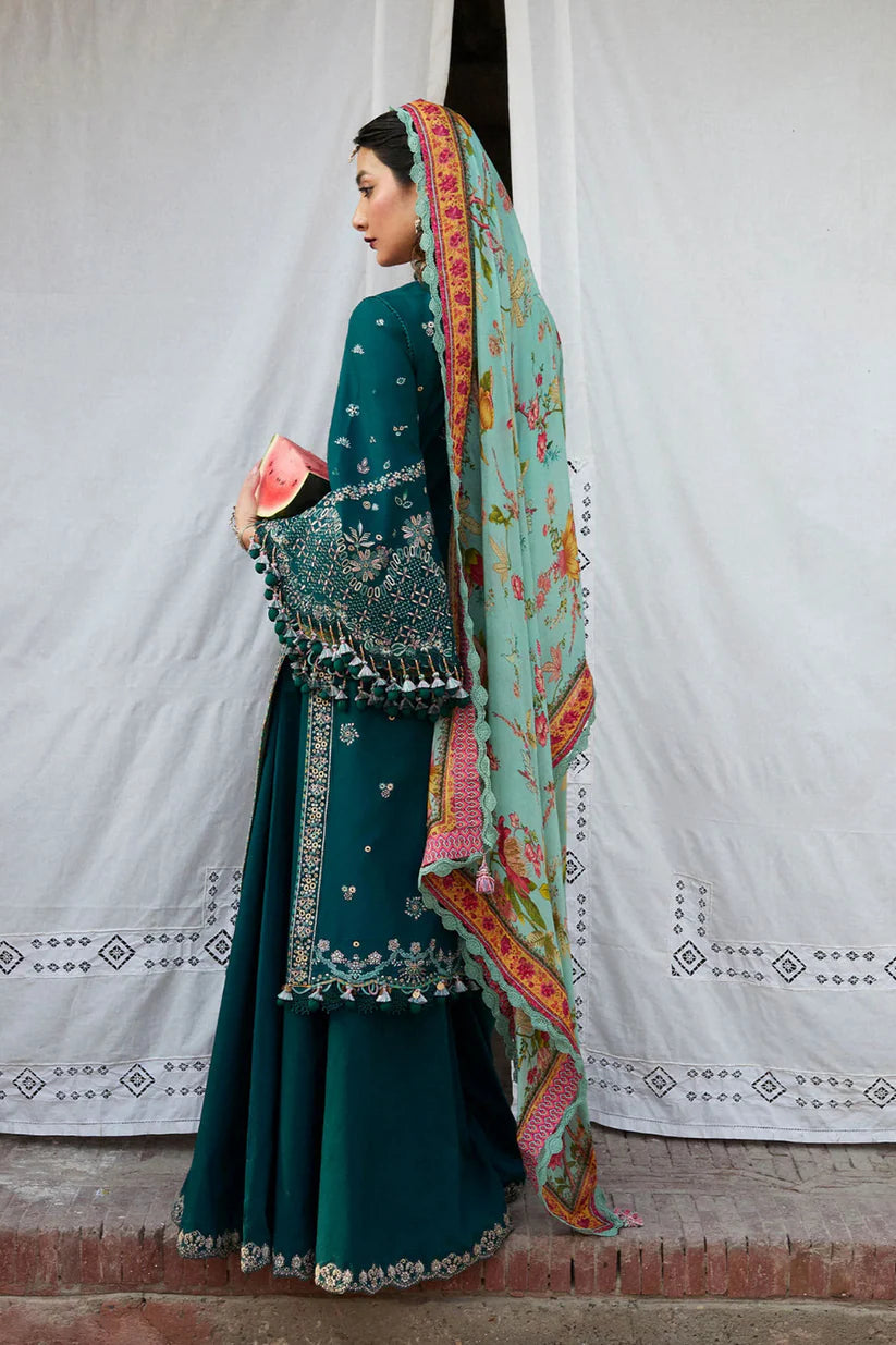 “Dhanak 3PC Embroidered Suit with Wool Shawl”