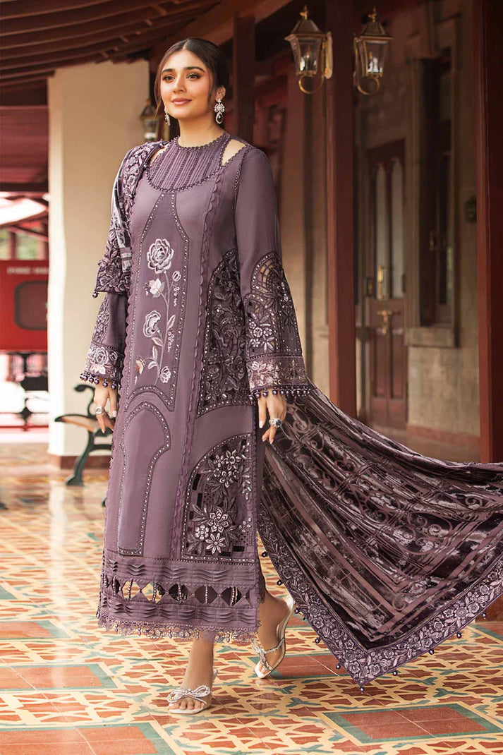 “Dhanak 3PC Embroidered Suit with Embroidered Shawl”