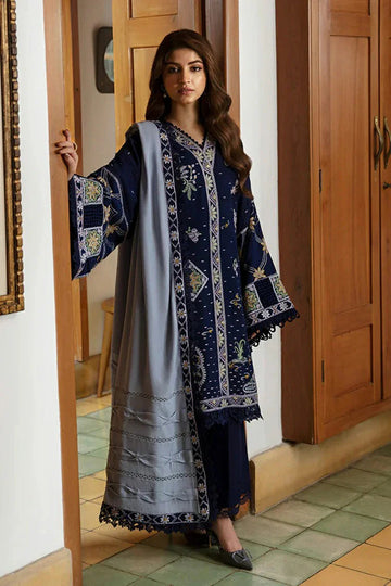 “Dhanak 3PC Embroidered Suit with Embroidered Shawl”