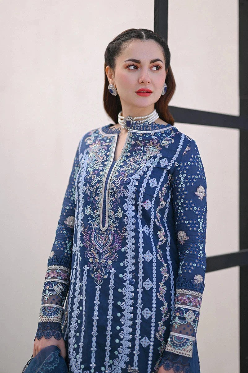 LAWN 3PC EMBROIDERED SHIRT PLAIN TROUSER (D-PATCH )organza embroidered printed DUPATA D-501
