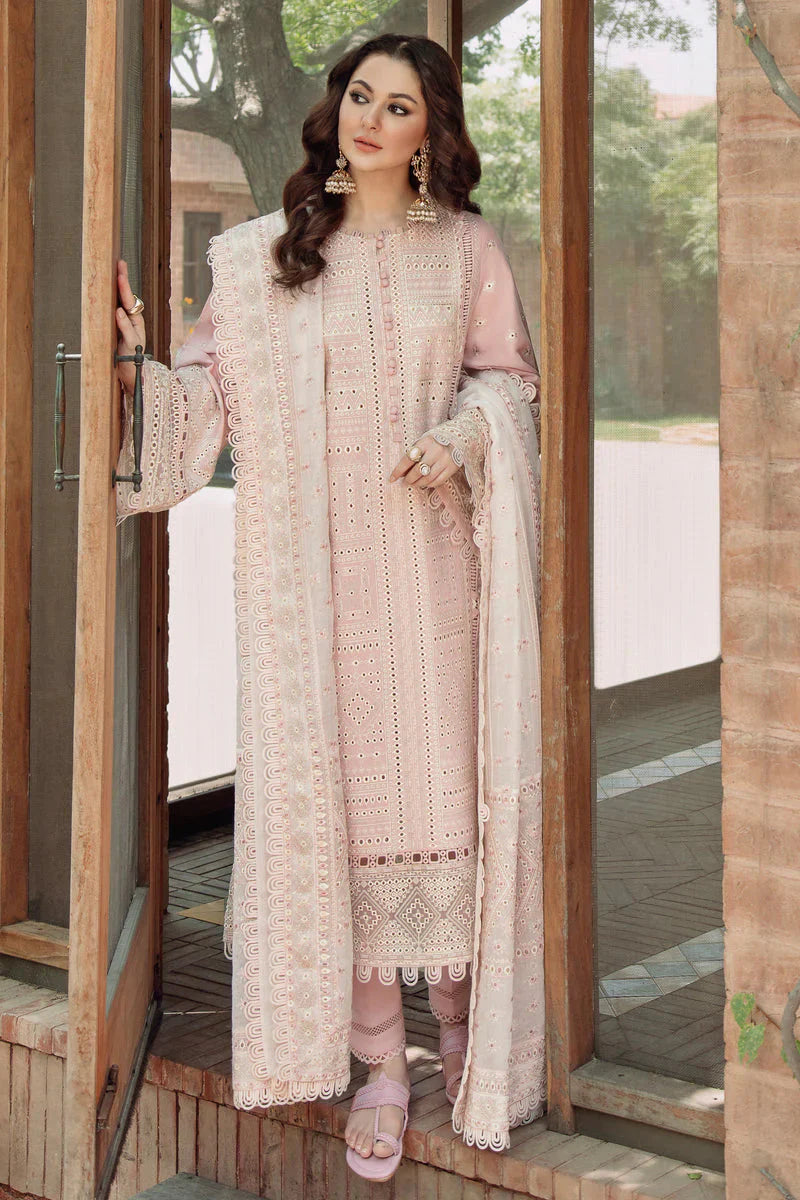 LAWN 3PC EMBROIDERED SUIT PLAIN TROUSER ORGENZA EMBORIDED DUPATA