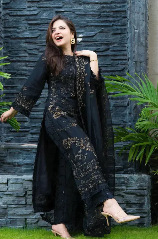 EMBROIDERED 3PC LAWN SHIRT SLEEVES ORGANZA EMBORIDED DUPATA