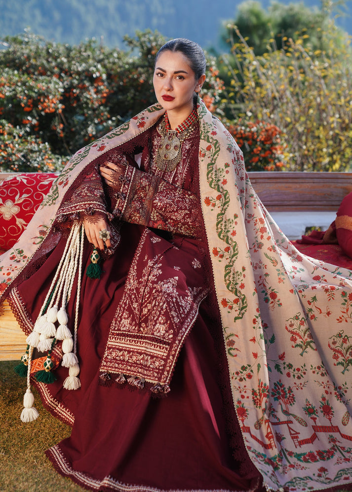 Dhanak 3PC Embroidered Suit with Wool Shawl