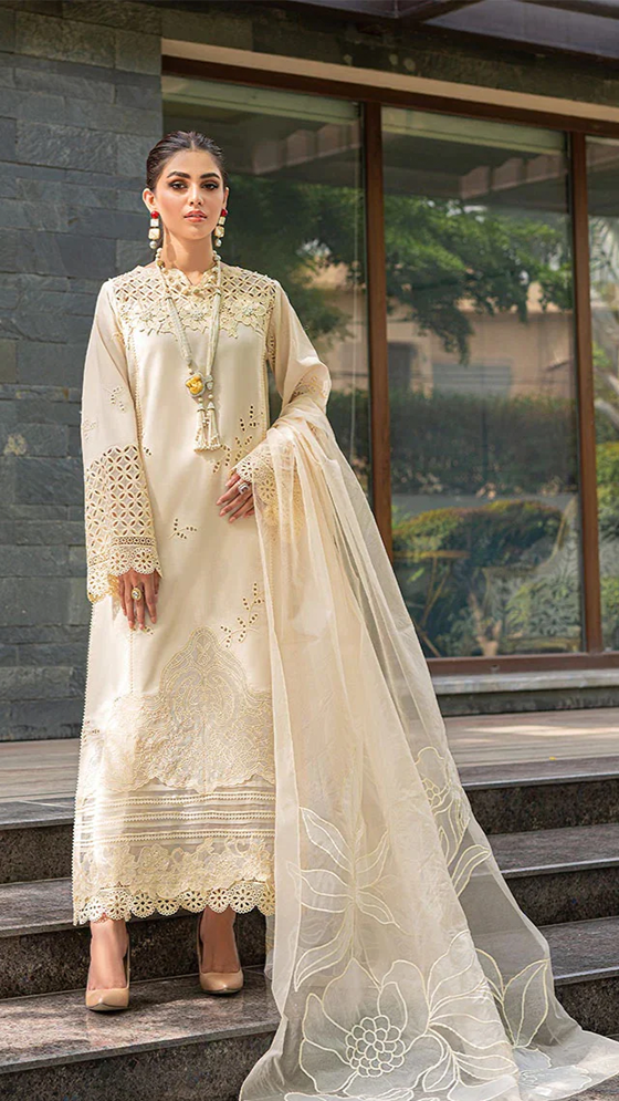 EMBROIDERED 3PC LAWN DRESS WITH EMBROIDERED ORGANZA DUPATTA 109