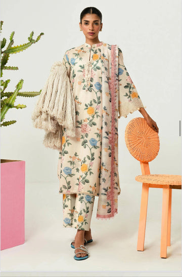 KHADDAR 3PC PRINTED UNSTITCHED ALLOVER 905-RR