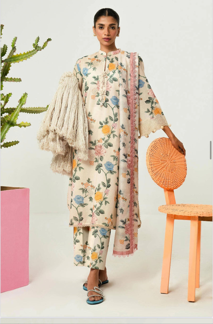 KHADDAR 3PC PRINTED UNSTITCHED ALLOVER 905-RR