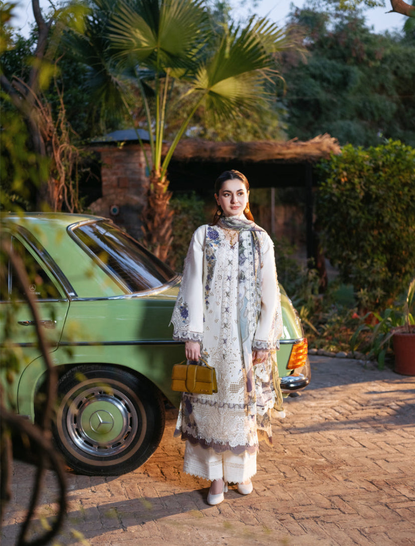 “Dhanak 3PC Embroidered Suit with Embroidered Shawl”