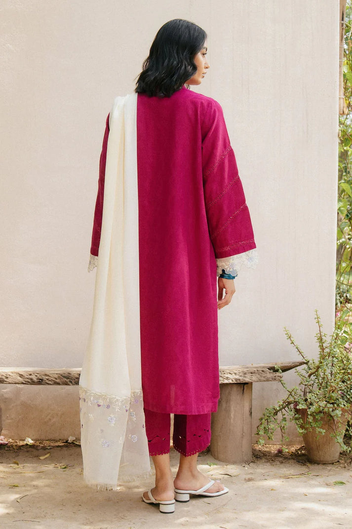 “Danak 3PC Embroidered Suit with Embroidered Shawl – D1022”