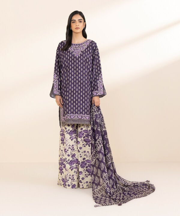 LAWN 3PC ALLOVER PRINTED SHIRT TROUSER DUPATA