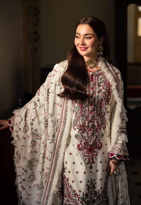 Dhanak 3PC Embroidered Suit with Embroidered Shawl
