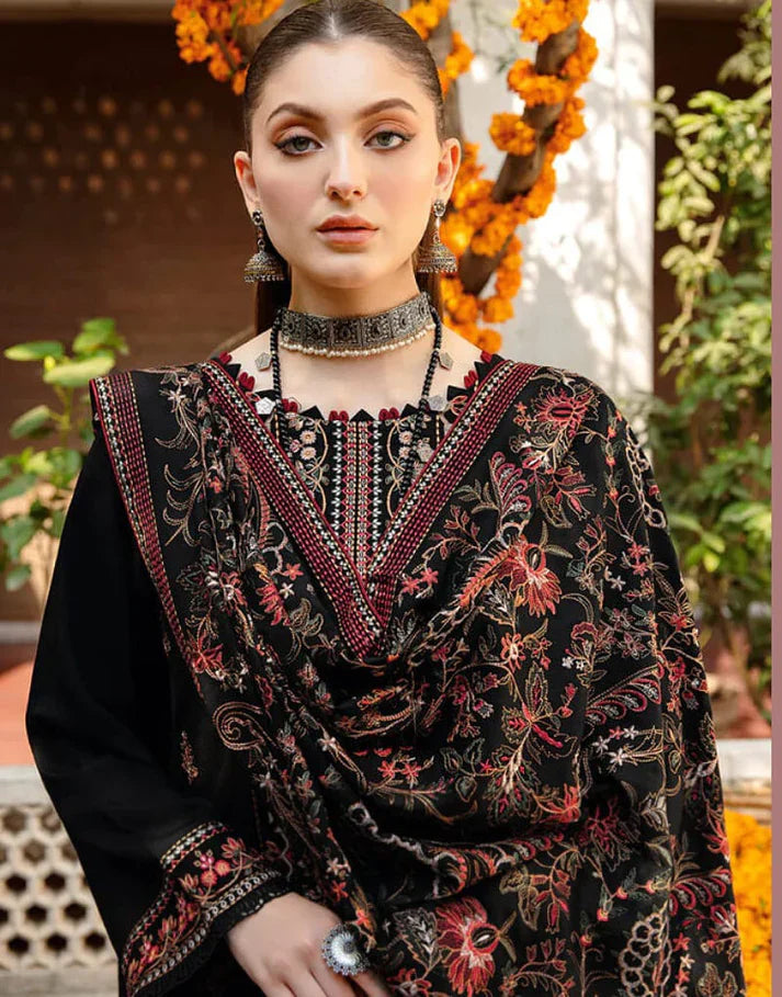 “Dhanak 3PC Embroidered Suit with Embroidered Shawl”