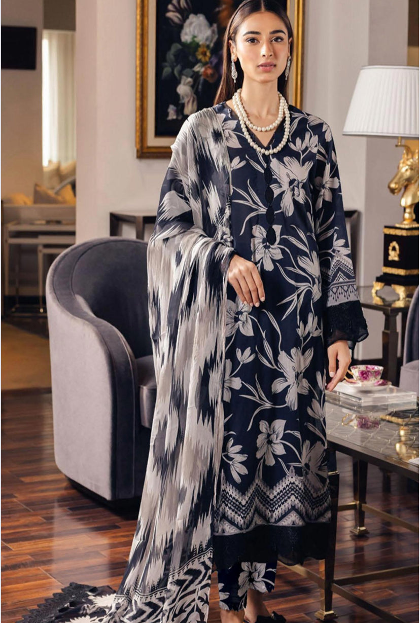 KHADDAR 3PC PRINTED UNSTITCHED ALLOVER 902-RR