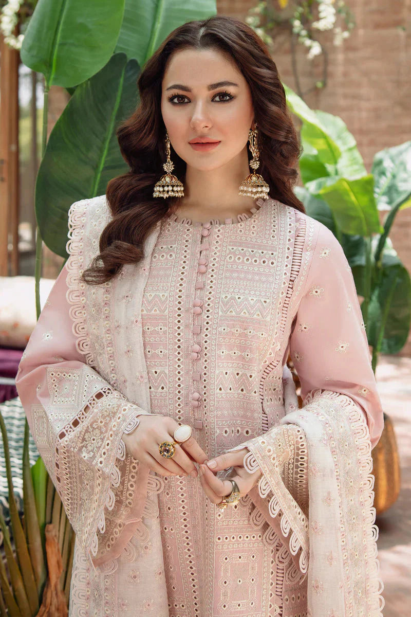 LAWN 3PC EMBROIDERED SUIT PLAIN TROUSER ORGENZA EMBORIDED DUPATA