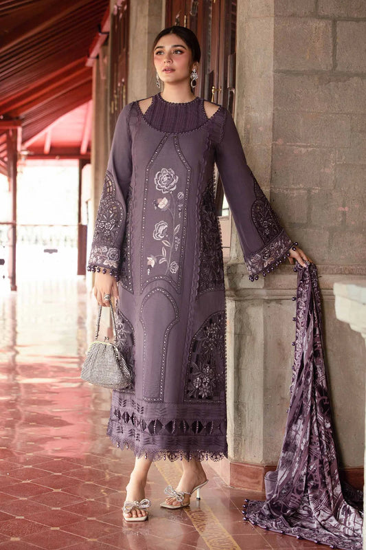 “Dhanak 3PC Embroidered Suit with Embroidered Shawl”