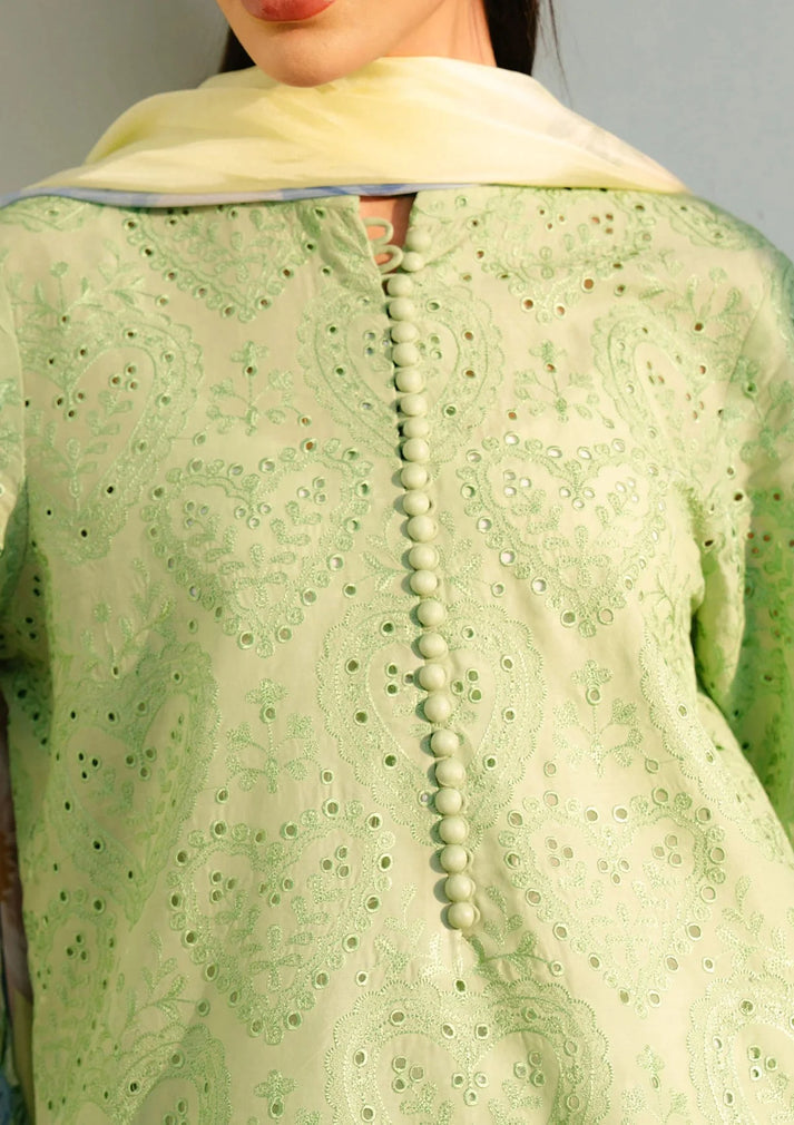 LAWN 3PC CHIKENKARI EMBROIDERED SHIRT PLAIN TROUSER PRINTED DUPATA D-737