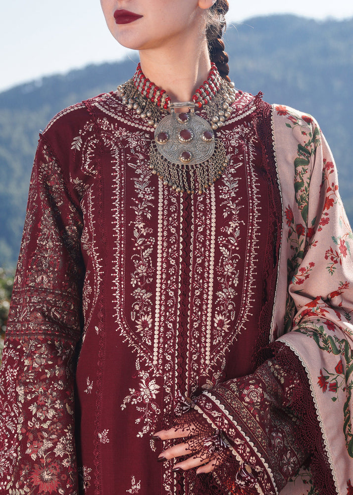 Dhanak 3PC Embroidered Suit with Wool Shawl