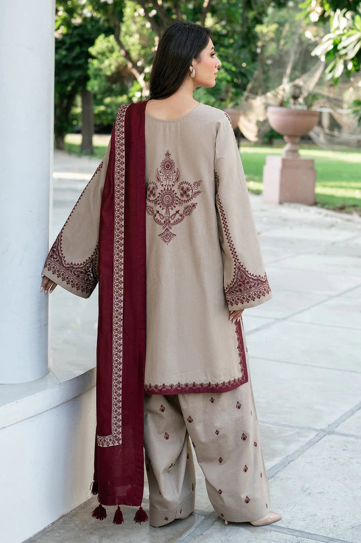 “Danak 3PC Embroidered Suit with Embroidered Shawl – 87-AL”