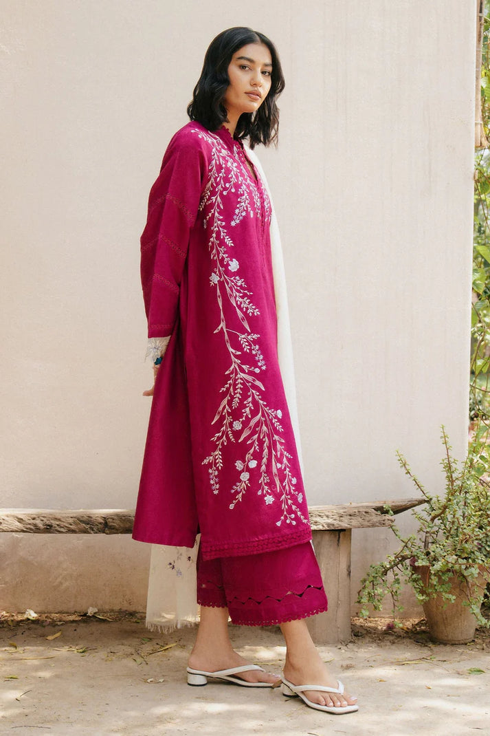 “Danak 3PC Embroidered Suit with Embroidered Shawl – D1022”