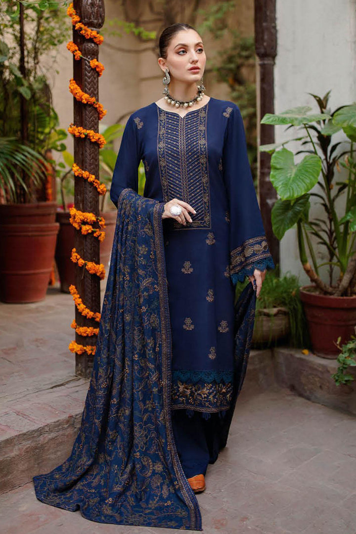 “Dhanak 3PC Embroidered Suit with Embroidered Shawl”