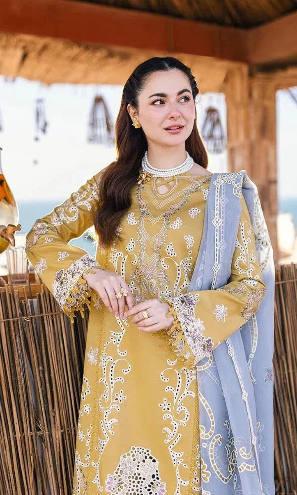 “Dhanak 3PC Embroidered Suit with Embroidered Shawl”