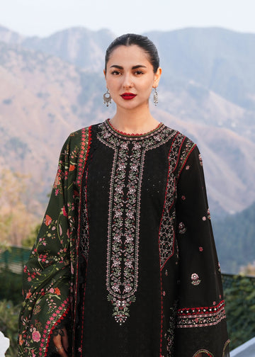 DANAK EMBROIDERED SHIRT PRINTED WOOL SHAWL AND PLAIN TROUSER