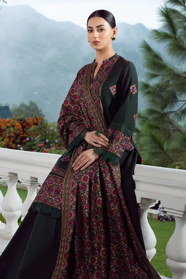 “Dhanak 3PC Embroidered Suit with Embroidered Shawl”