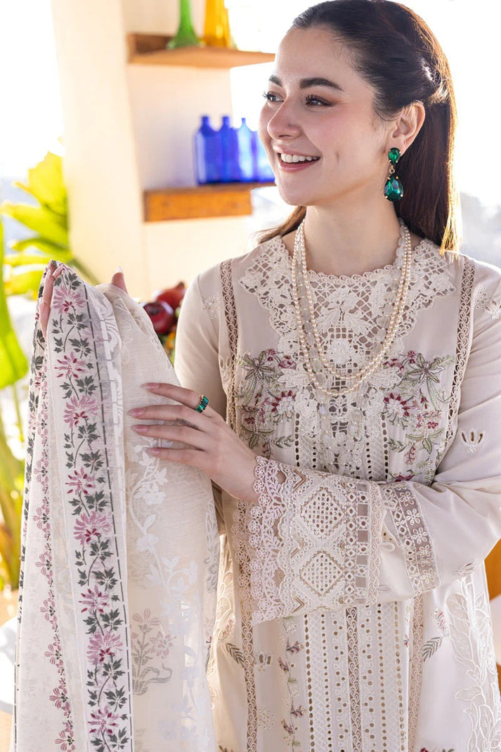 LAWN 3PC CHIKENKARI EMBROIDERED SHIRT PLAIN TROUSER (D-PATCH ) monar printed DUPATA D-199