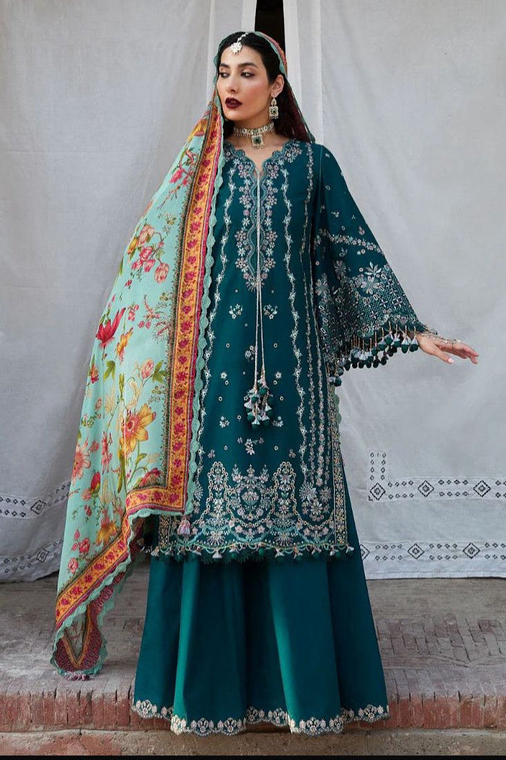 “Dhanak 3PC Embroidered Suit with Wool Shawl”