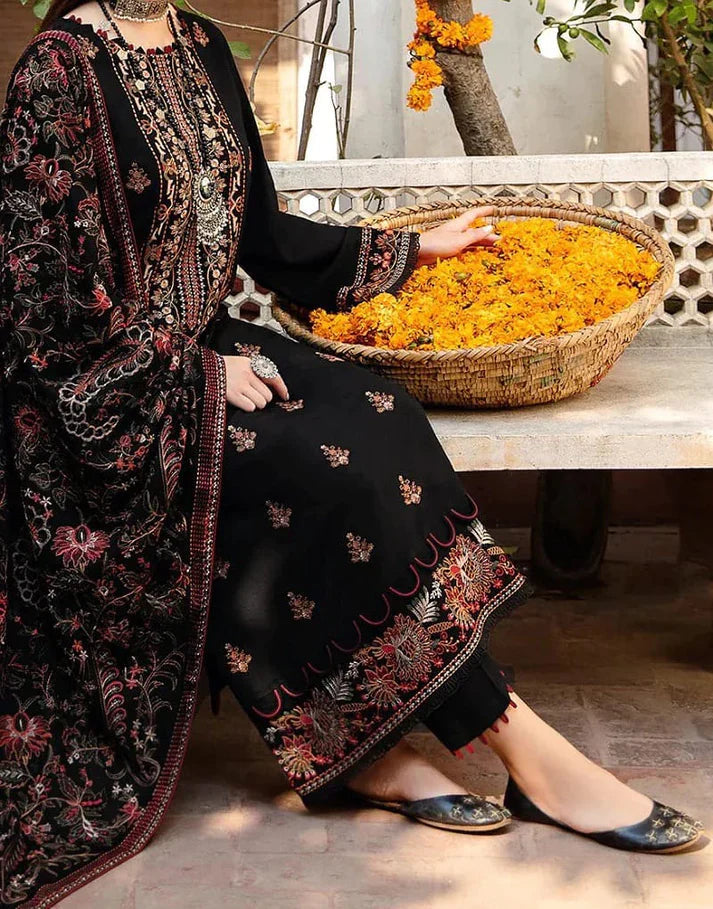 “Dhanak 3PC Embroidered Suit with Embroidered Shawl”