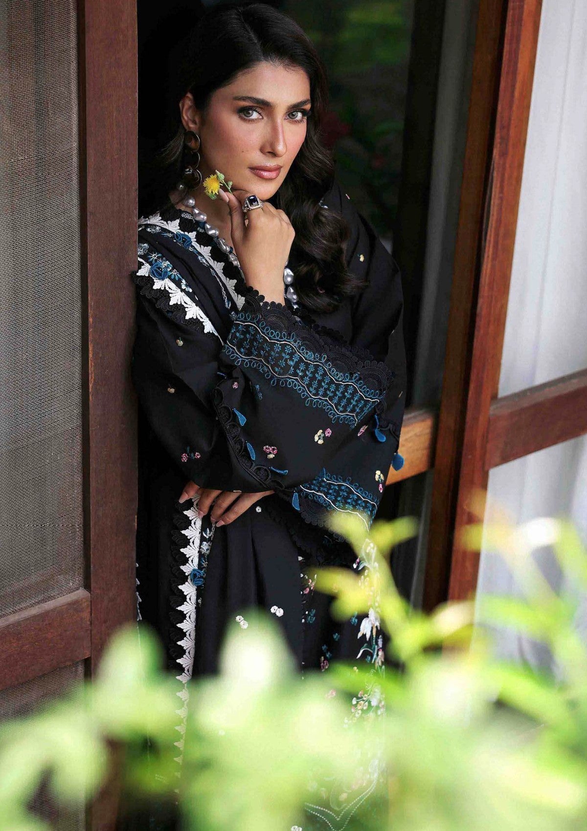 “Dhanak 3PC Embroidered Suit with Embroidered Shawl”
