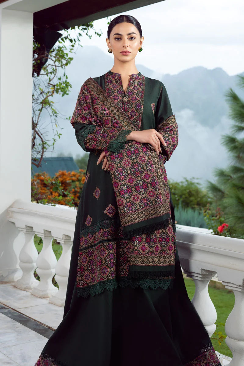 “Dhanak 3PC Embroidered Suit with Embroidered Shawl”