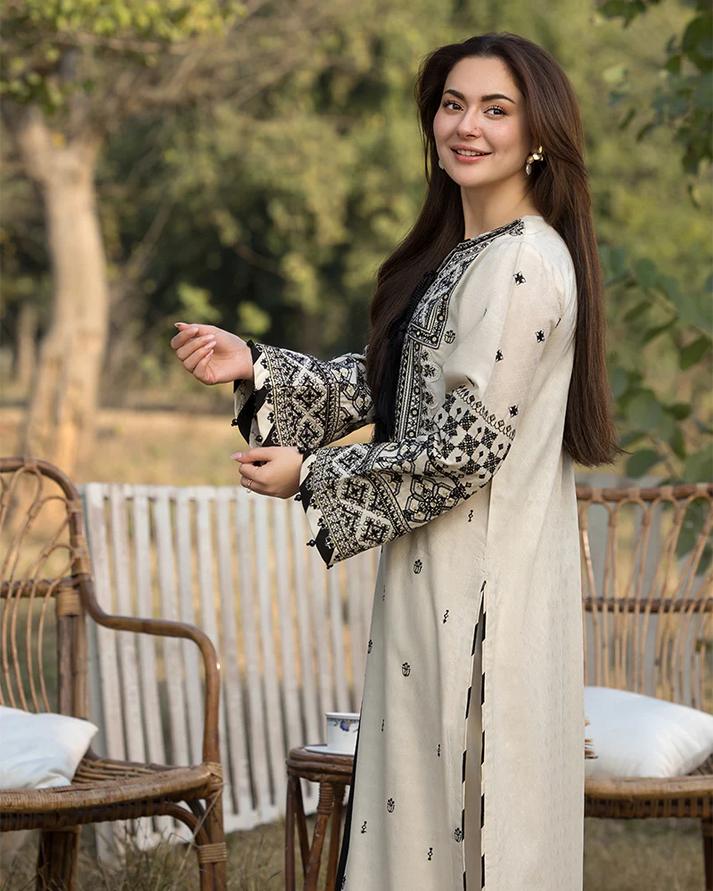 “Dhanak 3PC Embroidered Suit with Embroidered Shawl”