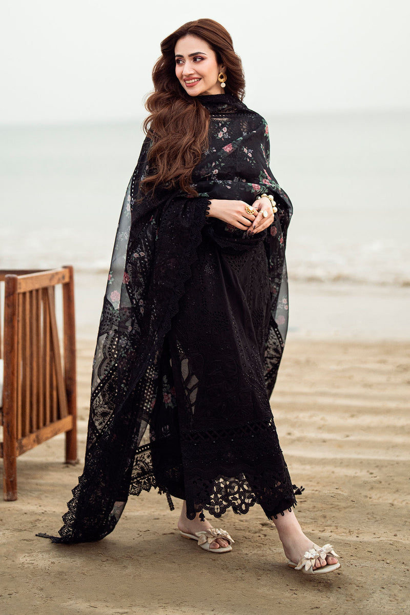 LAWN 3PC SEQUENCE EMBROIDERED SHIRT PLAIN TROUSER (D-PATCH ) printed DUPATA D-1019